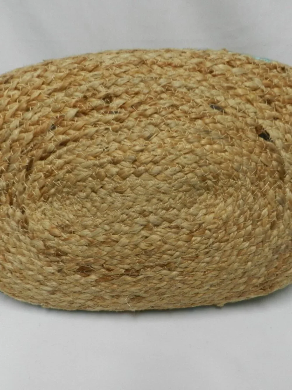 Twig & Arrow Jute large Hand painted tote bag carryall tan turquoise wood Summer - Picture 11 of 13